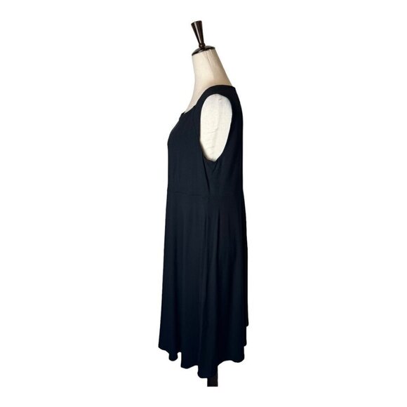 Eileen Fisher Dress Women Small Black Sleeveless Fit‎ And Flare Jersey Knit Midi - Picture 6 of 9